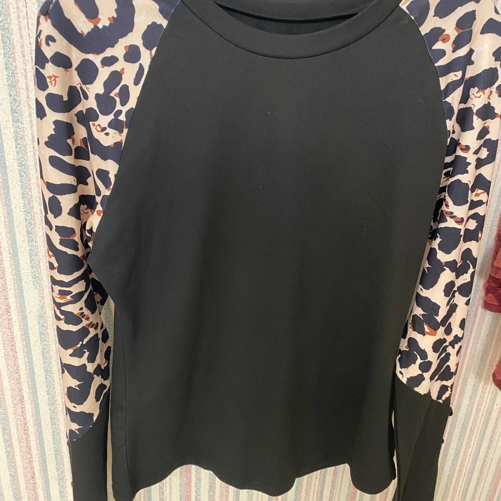 Black and Animal Print Women's Top